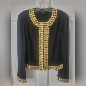 St. John Women's Blazer in Black with Gold Embellishments